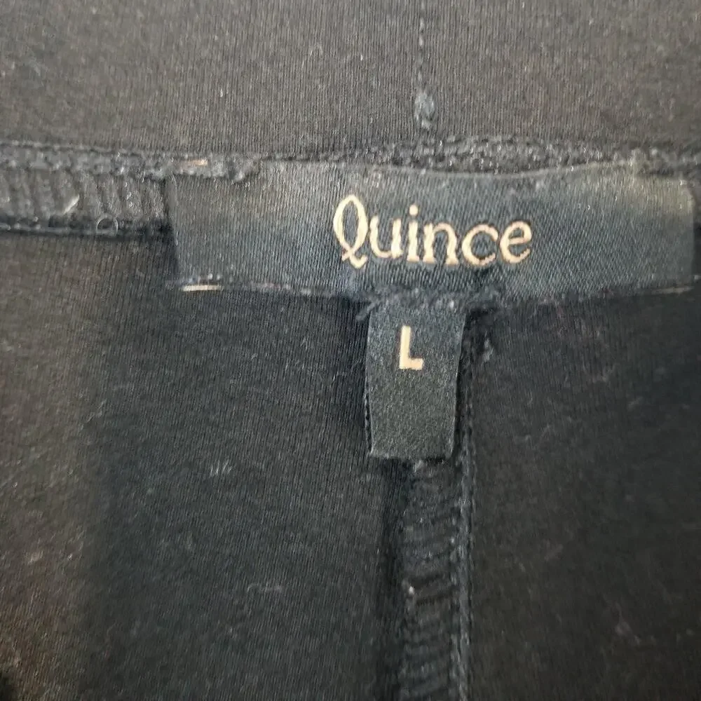 2 PC Quince Pants Womens Large Tall Black Navy Ultra-Stretch Ponte Straight Leg